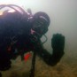 Enjoying a dive under Swanage Pier